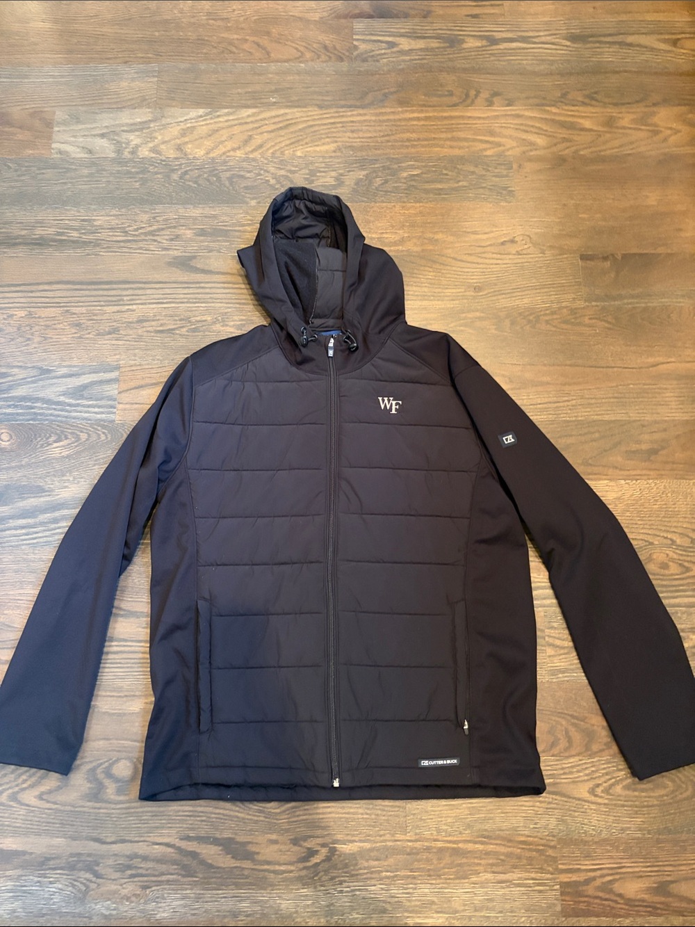 Cutter & Buck Black Quilted Hooded Wake Forest Puffer Jacket